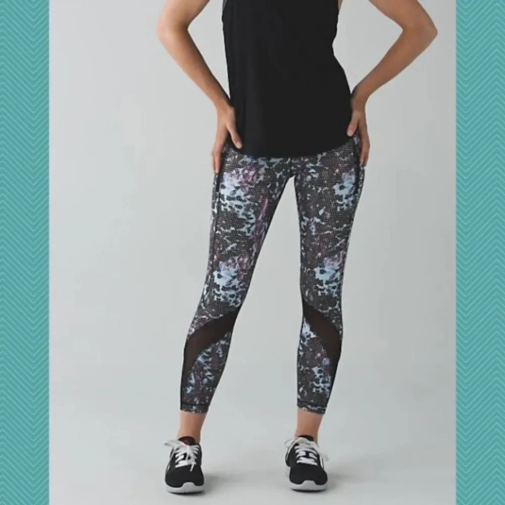 Lululemon Floral Sport Tranquil Luxtreme Mid Rise Inspire 7/8 Tights Size 6